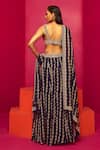 Shop_Krisha sunny Ramani_Blue Georgette Embroidery Sequin Square Neck Blouse Skirt Set _at_Aza_Fashions