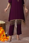 Amani_Purple Crepe Silk Hand Embroidered Stone Yoke Kurta And Pant Set  _Online_at_Aza_Fashions