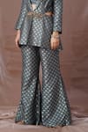 Amani_Grey Silk Brocade Woven And Hand Embroidered Floral Pattern Blazer Pant Set _Online_at_Aza_Fashions