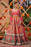 Shop_Kalista_Multi Color Raw Silk Printed And Hand Adhaya Panelled Anarkali With Dupatta _at_Aza_Fashions