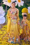 Shop_Kalista_Yellow Raw Silk Printed And Hand Embroidered Garden U Shirin Lehenga Set_Online_at_Aza_Fashions