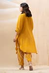 Shop_Seeaash_Yellow Seer Sucker Embellished Lace Mandarin Collar Textured Kurta With Pant _at_Aza_Fashions