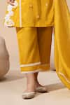 Seeaash_Yellow Cotton Embellished Lace V-neck Kurta Pant Set_Online_at_Aza_Fashions
