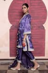 Shop_Seeaash_Purple Chanderi Printed Floral Notched V Neck Amara Kurta Set _Online_at_Aza_Fashions