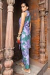 Shop_Seeaash_Purple Dola Silk Printed Botanical Halter Neck Amara Kurta And Pant Set _at_Aza_Fashions