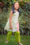 Buy_Little Shiro_Off White Cotton Satin Printed Mughal Art Tiranga Kurta With Dhoti Pant _at_Aza_Fashions