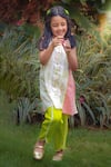 Little Shiro_Off White Cotton Satin Printed Mughal Art Tiranga Kurta With Dhoti Pant _Online_at_Aza_Fashions