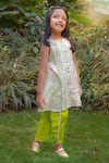 Buy_Little Shiro_Off White Cotton Satin Printed Mughal Art Tiranga Kurta With Dhoti Pant _Online_at_Aza_Fashions