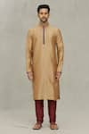 Arihant Rai Sinha_Beige Kurta Art Silk Embroidered Placket Mandala With Churidar _Online_at_Aza_Fashions