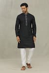 Buy_Arihant Rai Sinha_Black Cotton Plain Straight Kurta With Churidar _at_Aza_Fashions