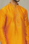 Shop_Arihant Rai Sinha_Orange Kurta Art Silk Embroidered Collared Plain Straight With Churidar _Online_at_Aza_Fashions