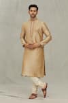 Buy Arihant Rai Sinha Beige , Chanderi Embroidery Tonal Placket Kurta And Churidar Set at Aza Fashions Buy_Arihant Rai Sinha_Beige , Chanderi Embroidery Tonal Placket Kurta And Churidar Set _at_Aza_Fashions
