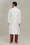 Shop_Arihant Rai Sinha_Off White Silk Embroidery Threadwork Placket Kurta With Churidar _at_Aza_Fashions