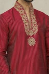 Shop_Arihant Rai Sinha_Maroon Kurta Art Silk Embroidered Thread Floral Placket And Dhoti Pant Set _Online_at_Aza_Fashions