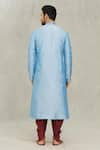 Shop_Arihant Rai Sinha_Blue Kurta Art Silk Embroidered Thread Paisley Pattern And Dhoti Pant Set _at_Aza_Fashions