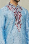 Shop_Arihant Rai Sinha_Blue Kurta Art Silk Embroidered Thread Paisley Pattern And Dhoti Pant Set _Online_at_Aza_Fashions