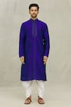 Arihant Rai Sinha_Blue Kurta Art Silk Pintucked Straight And Dhoti Pant Set _Online_at_Aza_Fashions