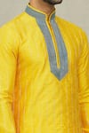 Shop_Arihant Rai Sinha_Yellow Kurta Art Silk Embroidered Thread Running Stitch And Dhoti Pant Set _Online_at_Aza_Fashions