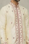 Shop_Arihant Rai Sinha_Beige Kurta Art Silk Embroidered Thread Paisley And Dhoti Pant Set _Online_at_Aza_Fashions