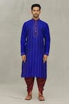 Arihant Rai Sinha_Blue Kurta Art Silk Embroidered Thread And Dhoti Pant Set _Online_at_Aza_Fashions