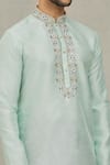 Arihant Rai Sinha_Green Kurta Art Silk Embroidered Placket And Dhoti Pant Set _at_Aza_Fashions