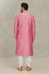 Shop_Arihant Rai Sinha_Pink Kurta Art Silk Embroidered Thread Work Floral Set _at_Aza_Fashions