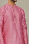 Shop_Arihant Rai Sinha_Pink Kurta Art Silk Embroidered Thread Work Floral Set _Online_at_Aza_Fashions