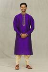 Buy_Arihant Rai Sinha_Purple Kurta Art Silk Embroidered Dori Work Set _at_Aza_Fashions