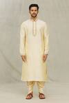 Arihant Rai Sinha_Beige Kurta Art Silk Embroidered Dori Work Set _Online_at_Aza_Fashions