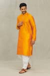 Buy_Arihant Rai Sinha_Orange Kurta Art Silk Embroidered Dori Work Yoke Set _at_Aza_Fashions