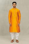 Buy_Arihant Rai Sinha_Orange Kurta Art Silk Embroidered Dori Work Yoke Set _Online_at_Aza_Fashions