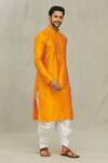 Shop_Arihant Rai Sinha_Orange Kurta Art Silk Embroidered Dori Work Yoke Set _Online_at_Aza_Fashions