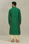 Shop_Arihant Rai Sinha_Green Silk Embroidery Thread Collar Kurta Set_at_Aza_Fashions
