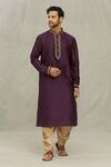 Buy_Arihant Rai Sinha_Purple Kurta Art Silk Embroidered Dori Work Straight Set _at_Aza_Fashions