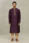 Buy_Arihant Rai Sinha_Purple Kurta Art Silk Embroidered Dori Work Straight Set _Online_at_Aza_Fashions