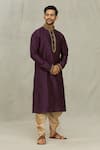 Shop_Arihant Rai Sinha_Purple Kurta Art Silk Embroidered Dori Work Straight Set _Online_at_Aza_Fashions