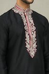 Arihant Rai Sinha_Black Kurta Art Silk Embroidered Thread Work Vintage Set _at_Aza_Fashions