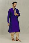 Buy_Arihant Rai Sinha_Blue Silk Embroidery Dori Work Yoke Kurta Set_Online_at_Aza_Fashions