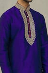 Shop_Arihant Rai Sinha_Blue Silk Embroidery Dori Work Yoke Kurta Set_Online_at_Aza_Fashions