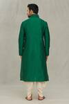 Shop_Arihant Rai Sinha_Green Kurta Art Silk Embroidered Thread Swirl Set _at_Aza_Fashions