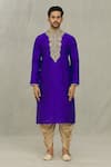 Arihant Rai Sinha_Blue Silk Embroidery Vintage Dori Kurta Set_Online_at_Aza_Fashions