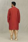 Shop_Arihant Rai Sinha_Maroon Silk, Cotton Embroidery Floral Straight Kurta Set _at_Aza_Fashions