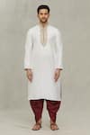 Arihant Rai Sinha_Off White Kurta Art Silk Embroidered Dori And Thread Work & Set _Online_at_Aza_Fashions