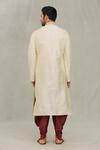Shop_Arihant Rai Sinha_Beige Kurta Art Silk Embroidered Thread Swirl Work Set _at_Aza_Fashions