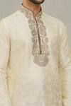 Shop_Arihant Rai Sinha_Beige Kurta Art Silk Embroidered Thread Swirl Work Set _Online_at_Aza_Fashions