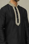 Shop_Arihant Rai Sinha_Black Silk Embroidery Swirl Pattern Kurta Set _Online_at_Aza_Fashions