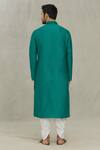 Shop_Arihant Rai Sinha_Green Silk Embroidery Leaf Thread Yoke Kurta Set_at_Aza_Fashions