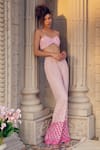 Buy_Tabeer India_Pink Net Embroidered Cutdana Noodle Strap Bustier Top With Trouser _Online_at_Aza_Fashions