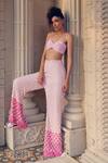 Buy_Tabeer India_Pink Net Embroidered Cutdana Noodle Strap Bustier Top With Trouser 