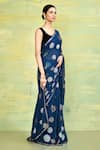 Buy_Nazaakat by Samara Singh_Blue Georgette Embroidered Sequin Kesari Saree With Running Blouse_Online_at_Aza_Fashions
